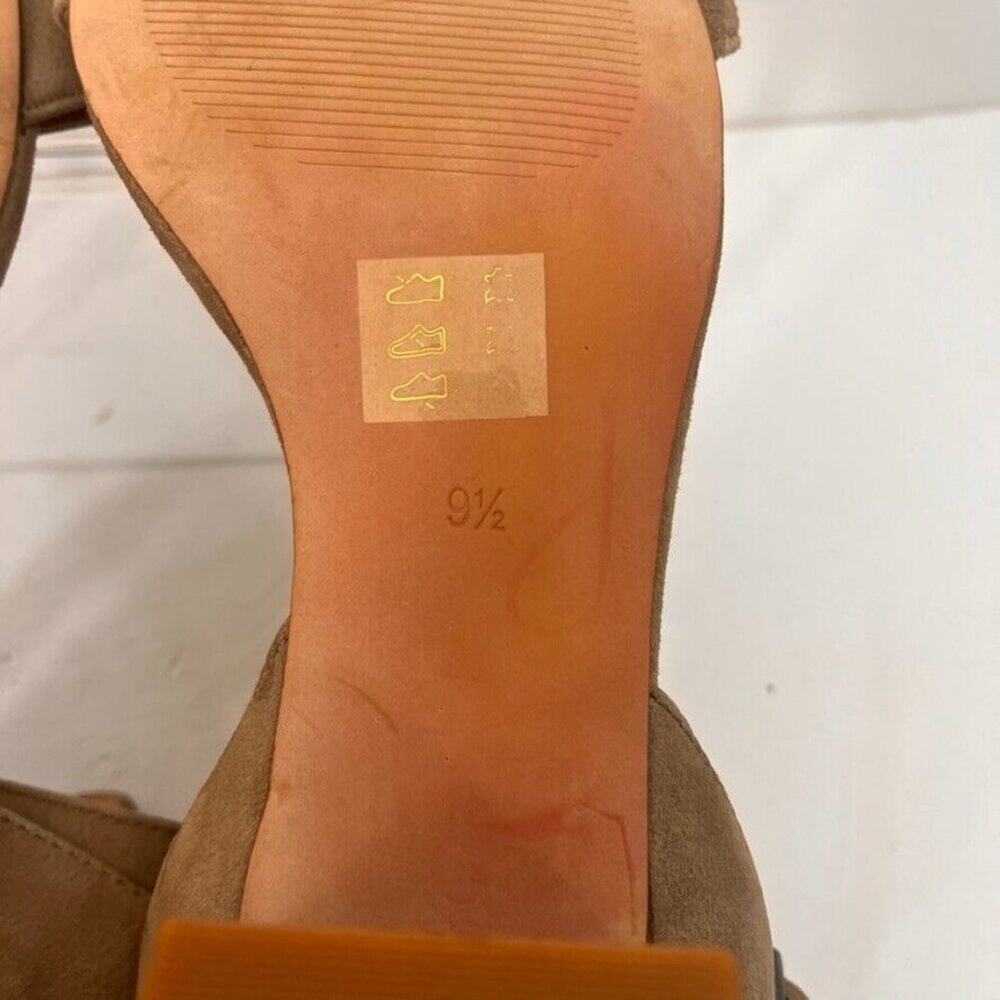 Madewell Sandals Womens 9.5 The Alice Suede Leather Tan Block Heel Ankle Strap - Picture 9 of 14